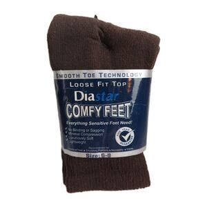 3 Pack Diabetic Crew Socks Health Circulatory Cotton Size 6-8 Brown